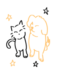 Black cat & golden retriever dog