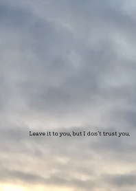 Leave it to you, but I don't trust you.