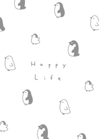 Penguins (pattern)/white gray