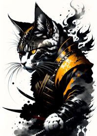 Ink wash cat samurai 88e235