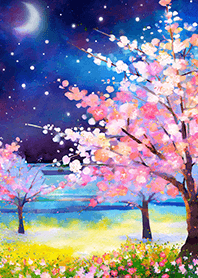 Beautiful night cherry blossoms#1631