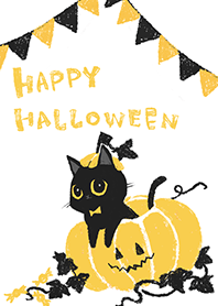 black Halloween cat