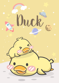 Ducks on yellow galaxy.