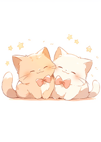 A cute and sweet cat couple