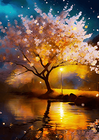 Beautiful night cherry blossoms#1687