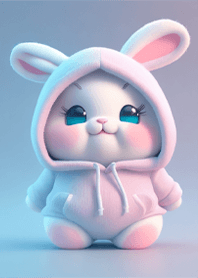 Fat rabbit wearing a hoodie