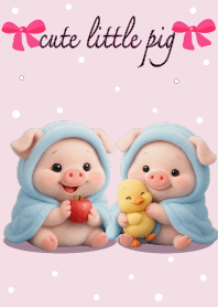 หมูน้อยน่ารักกับผ้าสีฟ้า