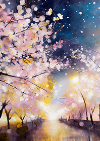 Beautiful night cherry blossoms#2549