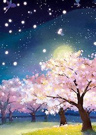 Beautiful night cherry blossoms#178