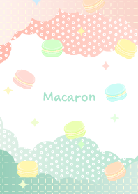 Cute macaron on blue green background