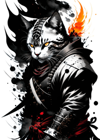 Ink wash cat samurai 4C7bF7