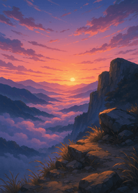 Sunset Clouds Across Mountains