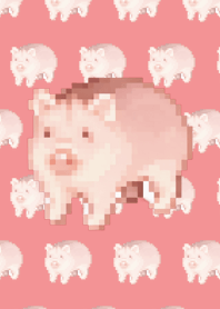 Pig Pattern Theme Pixel Red04