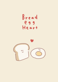 Simple bread fried egg heart beige red