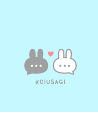 Pair Rabbet&Heart / White&Pale Blue