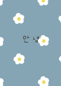 ブルーベージュ。お花。韓国語。