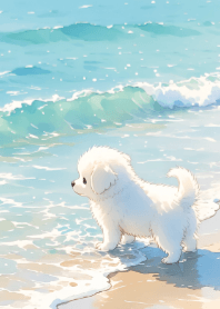 Cute Puppy on the Beach V.1