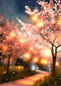 Beautiful night cherry blossoms#1534