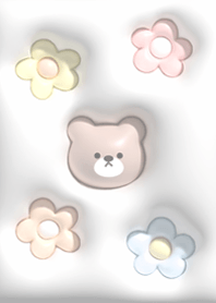 Gray Plump bear and flower 01_2