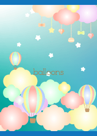 dream cute balloons on white & blue