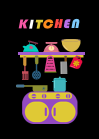 Kitchen equipment with black background