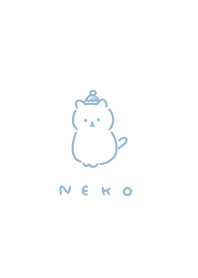ねこサンタ。白と水色