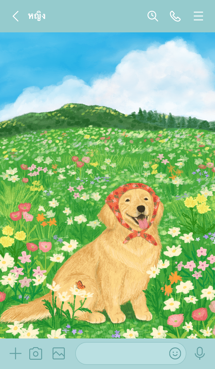 Golden Retriever with Flowers รูปที่ 2