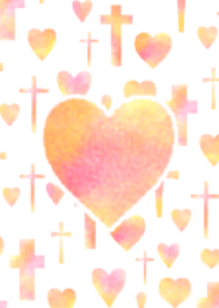Pastel heart and cross