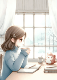 可愛的女孩和咖啡V.2