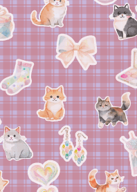 Girlish Cats on purple