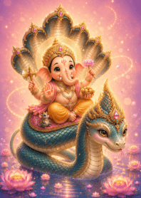 Ganesha with pink and gold good luck3_66