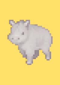 Rhinoceros Pixel Art Theme  Yellow 04