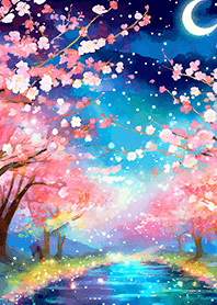 Beautiful night cherry blossoms#600