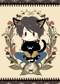 男の子＋黒猫（小）