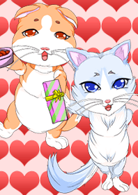 可愛的貓華倫泰淺蘭的貓和橙色貓