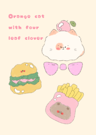 Orange cat with four leaf clover3