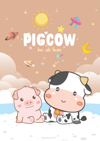 หมูอ้วน&วัวน้อย ริมทะเล สีน้ำตาล