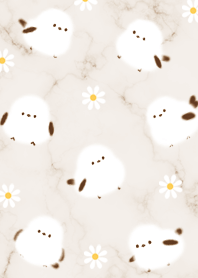 brown Daisy Flowers and Birds 02_2