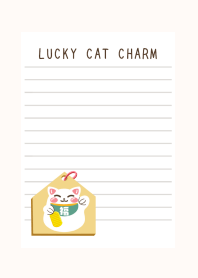 LUCKY CAT CHARM NOTEBOOKj-CREAM PINK