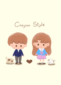 Crayon style & Boy & Girl