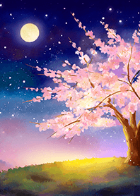Beautiful night cherry blossoms#889