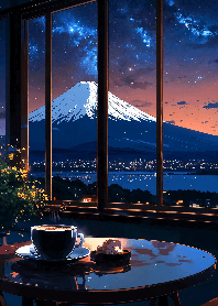Blue stars above Mt.Fuji