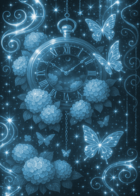 Hydrangea, Clock & Butterflies#5