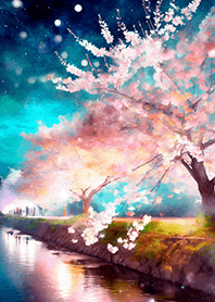 Beautiful night cherry blossoms#2661