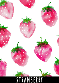 성인 수채화 그림 : 딸기/ 핑크색 WV