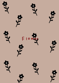 Beige and black floral print.