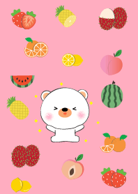 Cute White Bear And Fruit