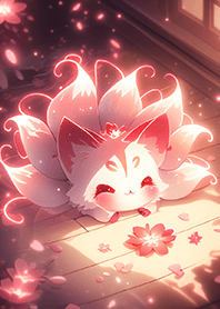⭐️閃耀紅花可愛小九尾狐❤️