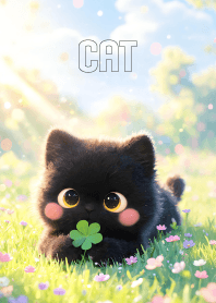 Pretty Black Cat & Clover Leaf (JP)