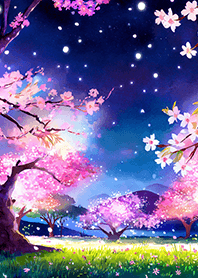 Beautiful night cherry blossoms#2254